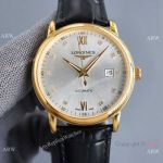 Copy Longines Master Citizen Watches Men's Gold Case-Leather Strap